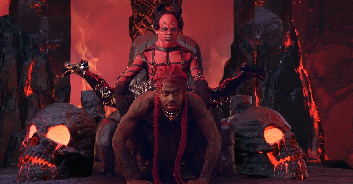 Lil Nas X no clipe provocativo de Montero (Call Me By Your Name), no qual rebola no colo de um demônio