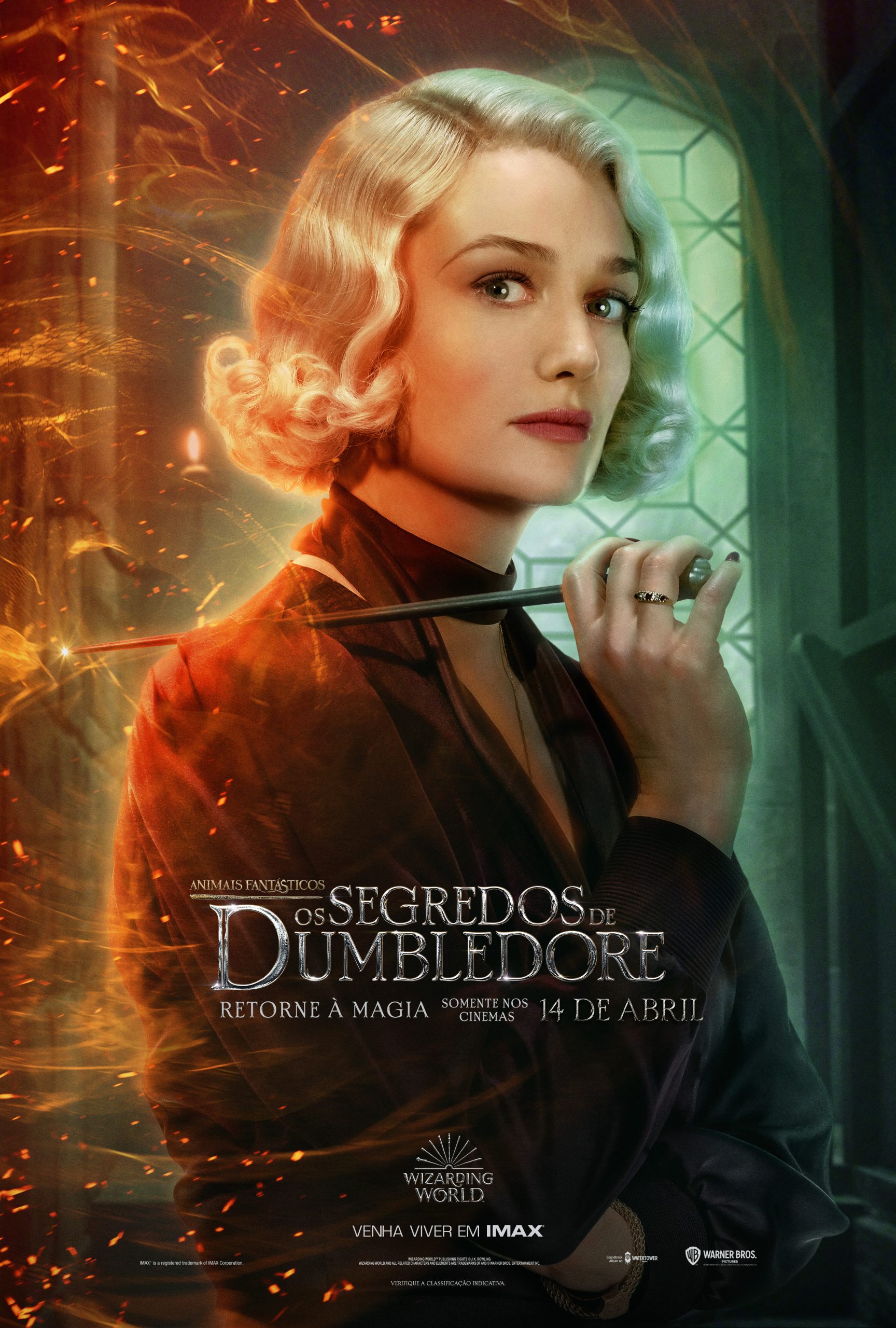 Alison Sudol no cartaz de Animais Fantásticos - Os Segredos de Dumbledore