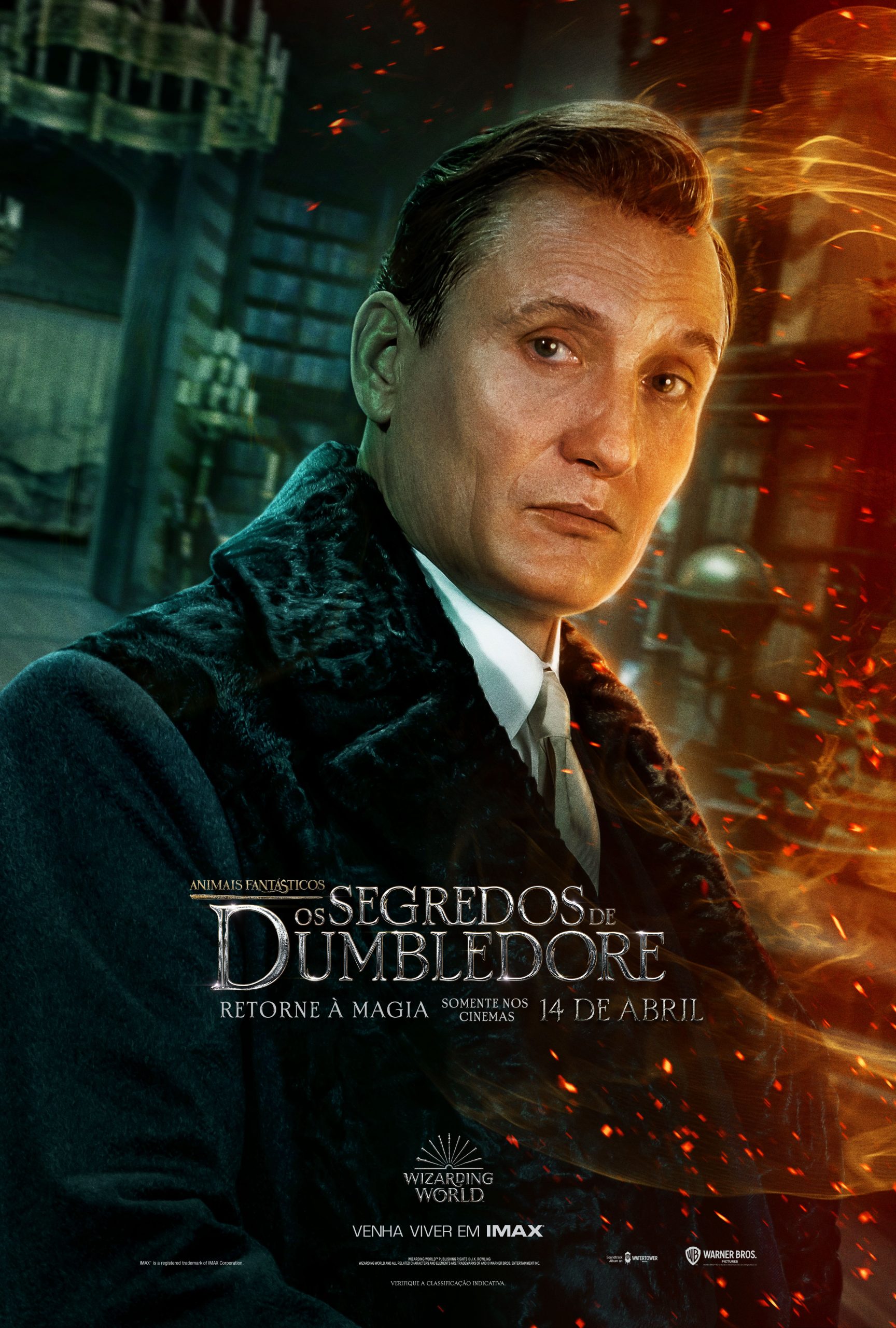 Oliver Masucci no cartaz de Animais Fantásticos - Os Segredos de Dumbledore