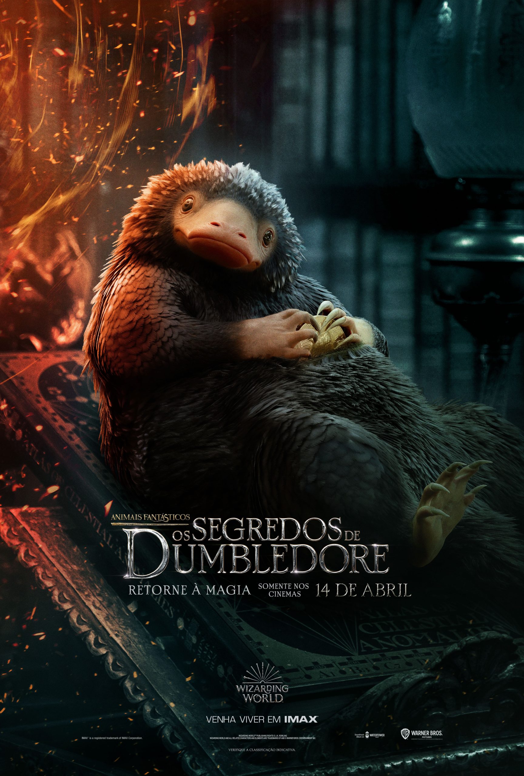 Niffler no cartaz de Animais Fantásticos - Os Segredos de Dumbledore