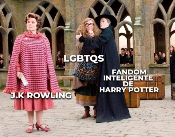Meme sobre polêmicas de J.K. Rowling