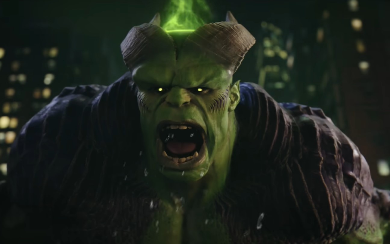 Hulk em cena de Marvel's Midnight Suns
