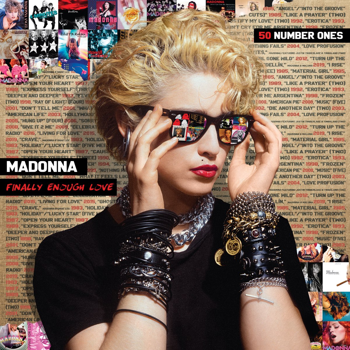 Madonna na capa da coletânea FINALLY ENOUGH LOVE: 50 NUMBER ONES
