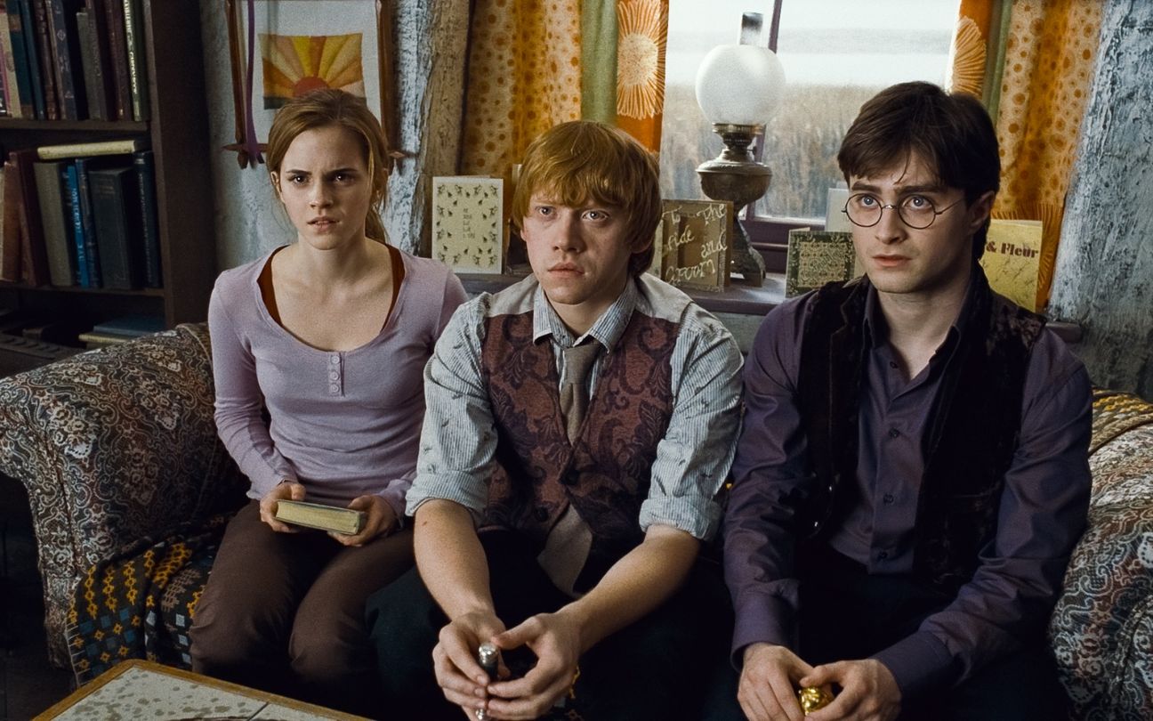 Emma Watson, Rupert Grint e Daniel Radcliffe em Harry Potter