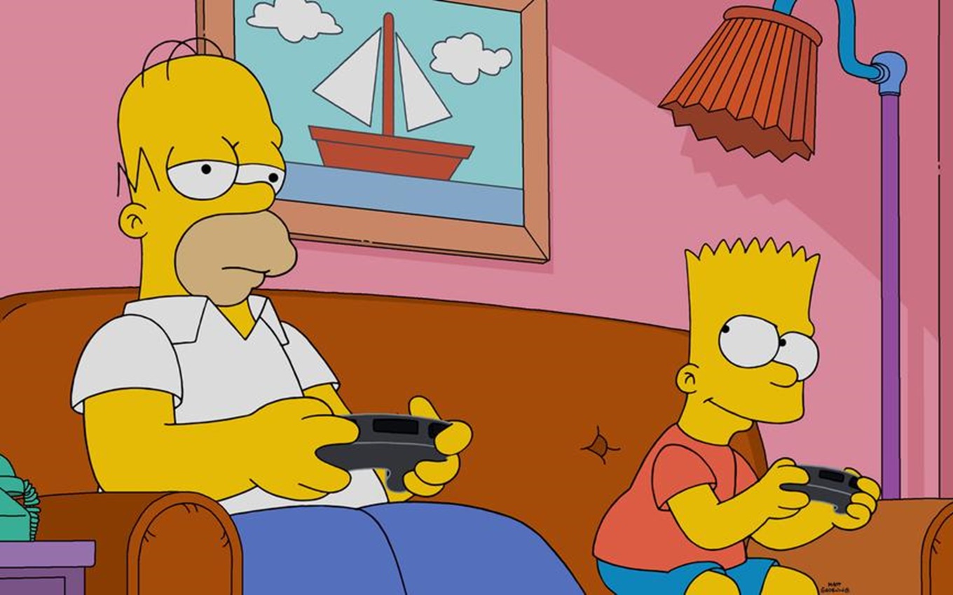 Homer e Bart em cena de Os Simpsons