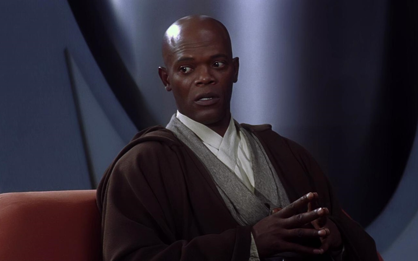 Samuel L. Jackson em cena de Star Wars - A Ameaça Fantasma