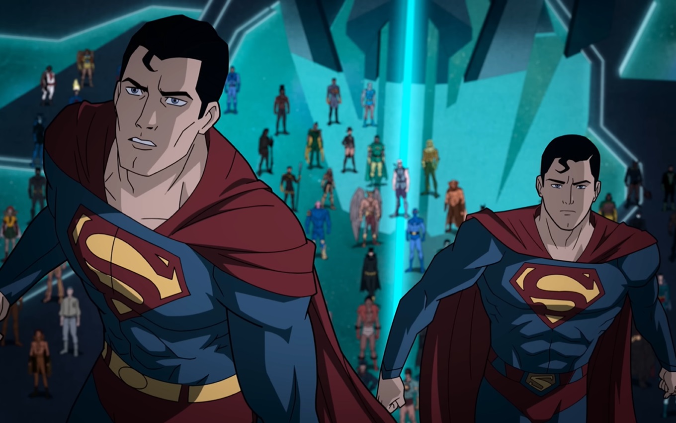 Dois Supermans em cena de ustice League: Crisis On Infinite Earths Part One