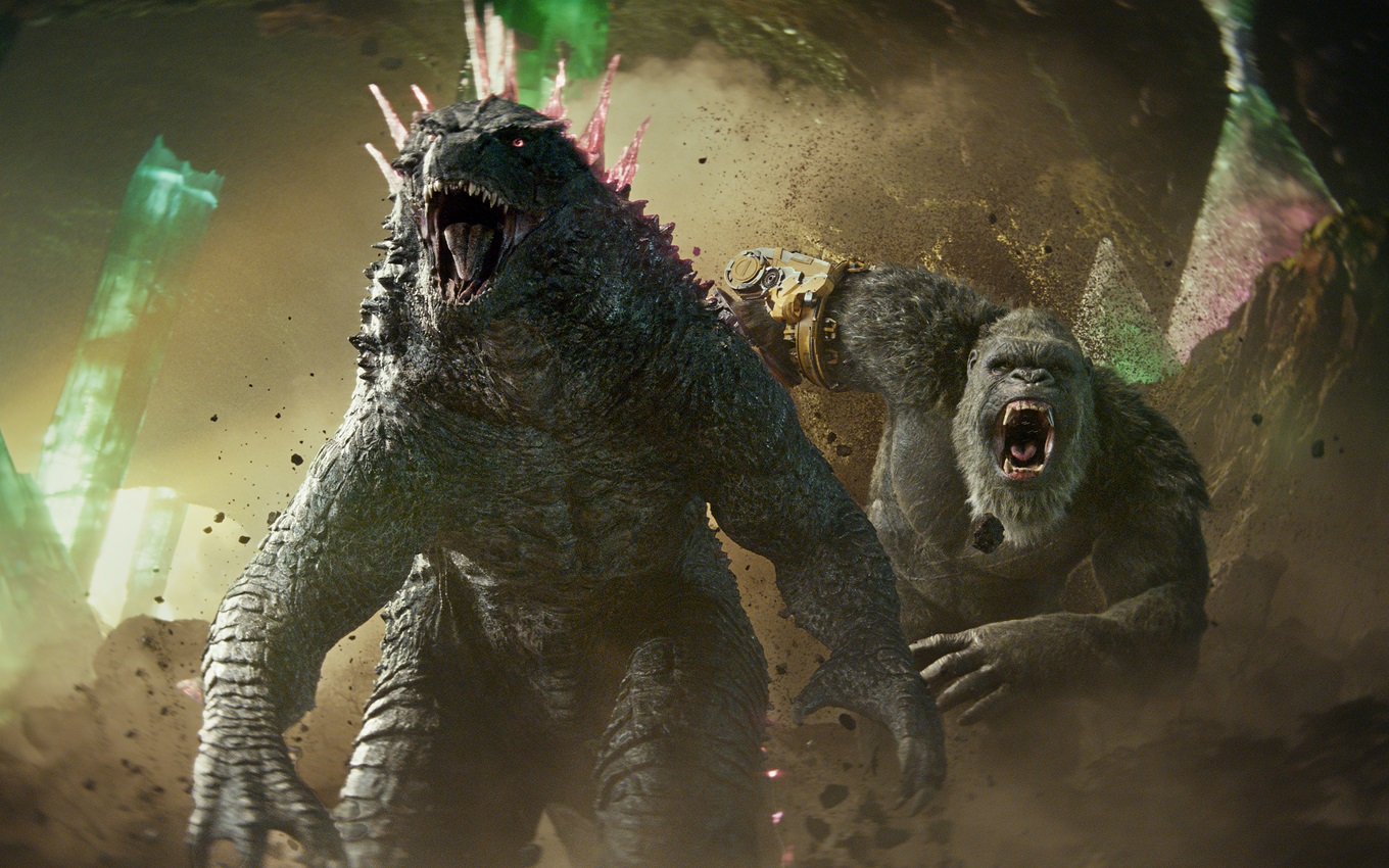 Cena de Godzilla e Kong - O Novo Império; uma das principais estreias de março