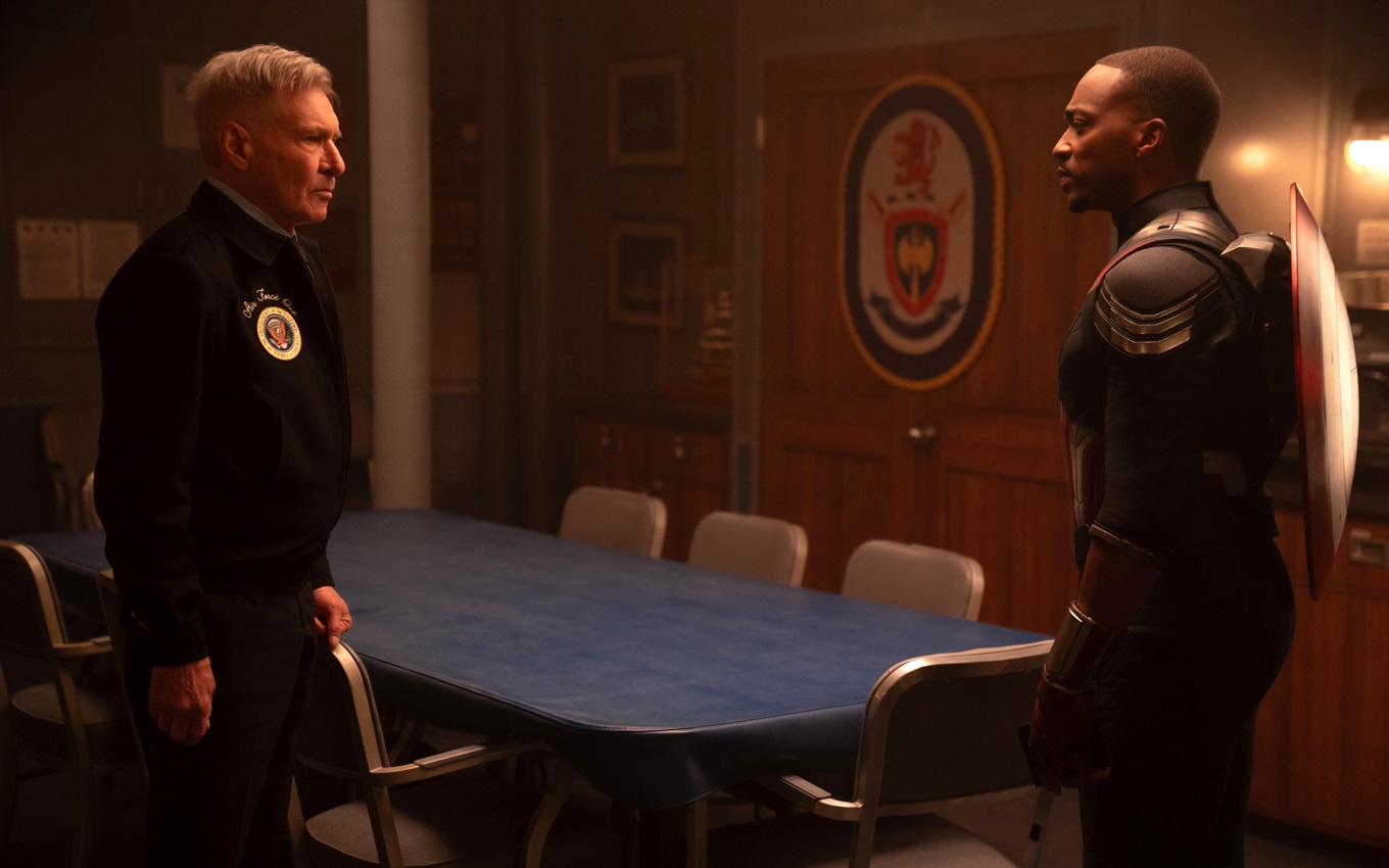 Harrison Ford e Anthony Mackie em Capitão América: Admirável Novo Mundo, um dos próximos filmes da Marvel