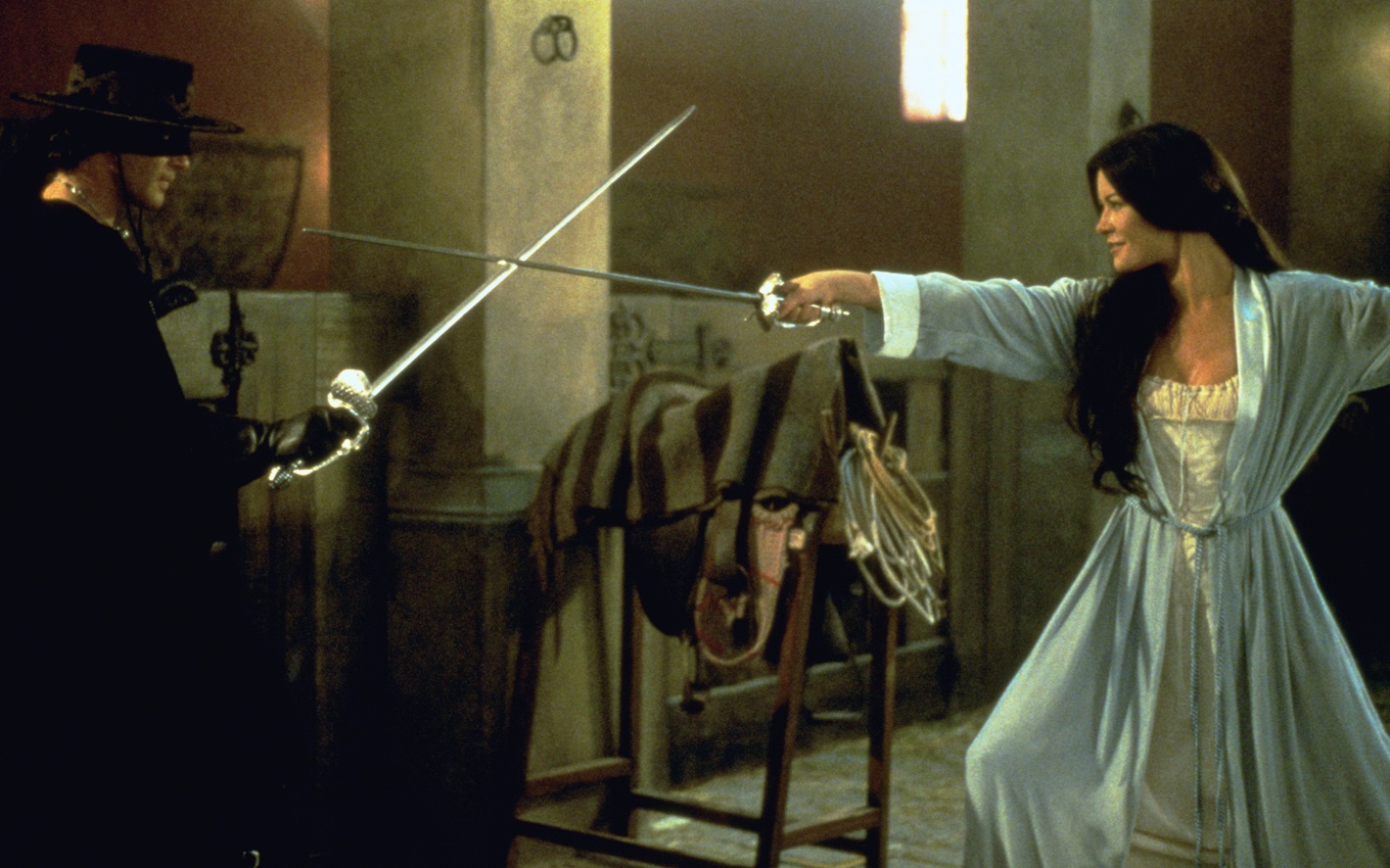 Antonio Banderas e Catherine Zeta-Jones em cena de A Máscara do Zorro