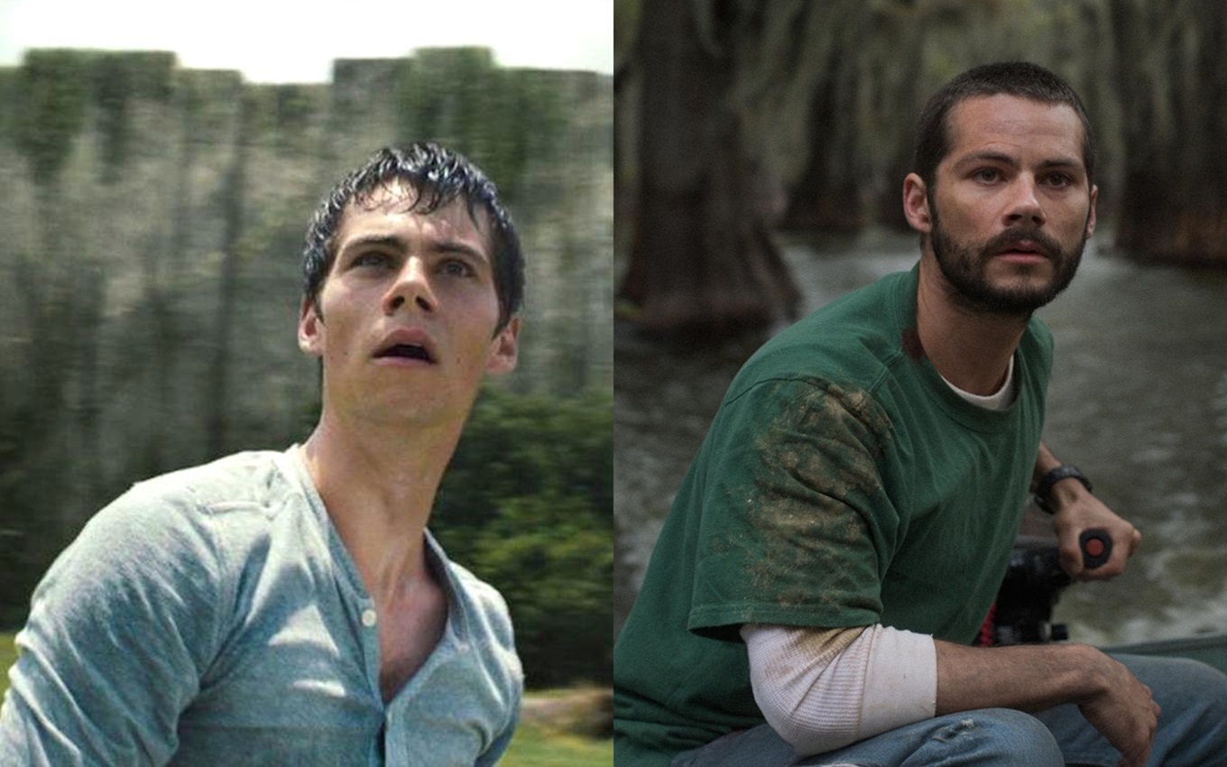 Montagem de Dylan O'Brien em Maze Runner: Correr ou Morrer e atualmente