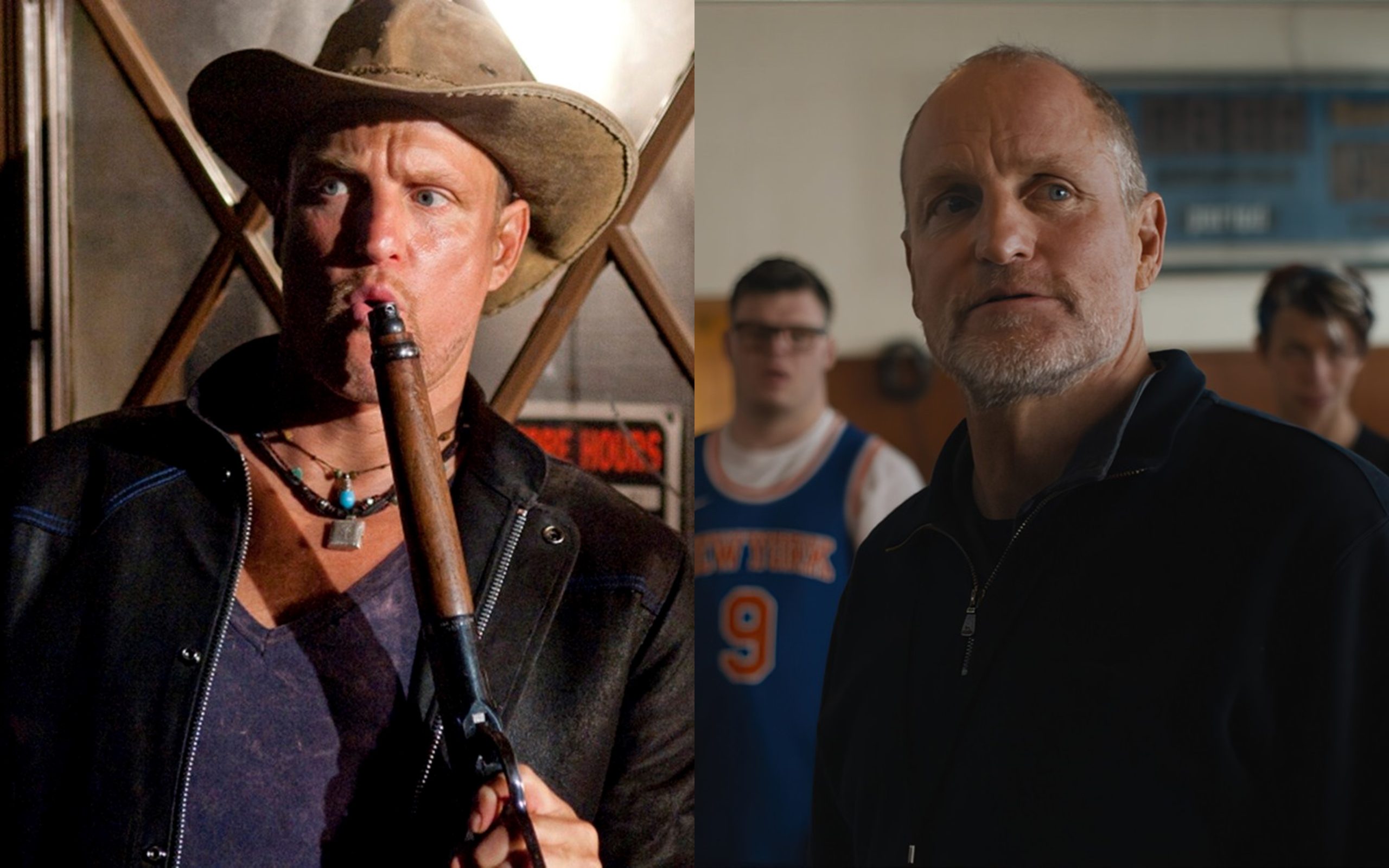 Montagem com Woody Harrelson em Zumbilândia e Campeões