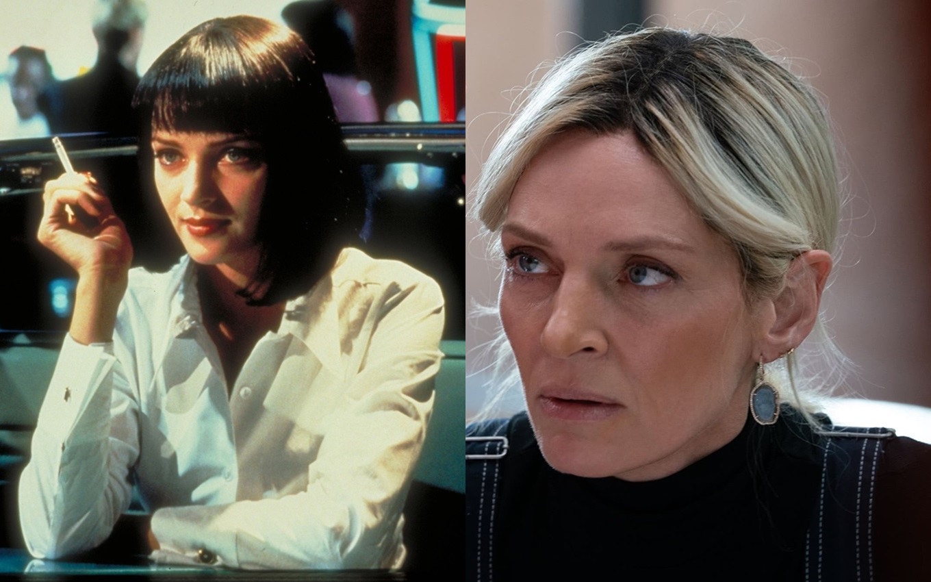 Montagem de Uma Thurman, atriz de Pulp Fiction