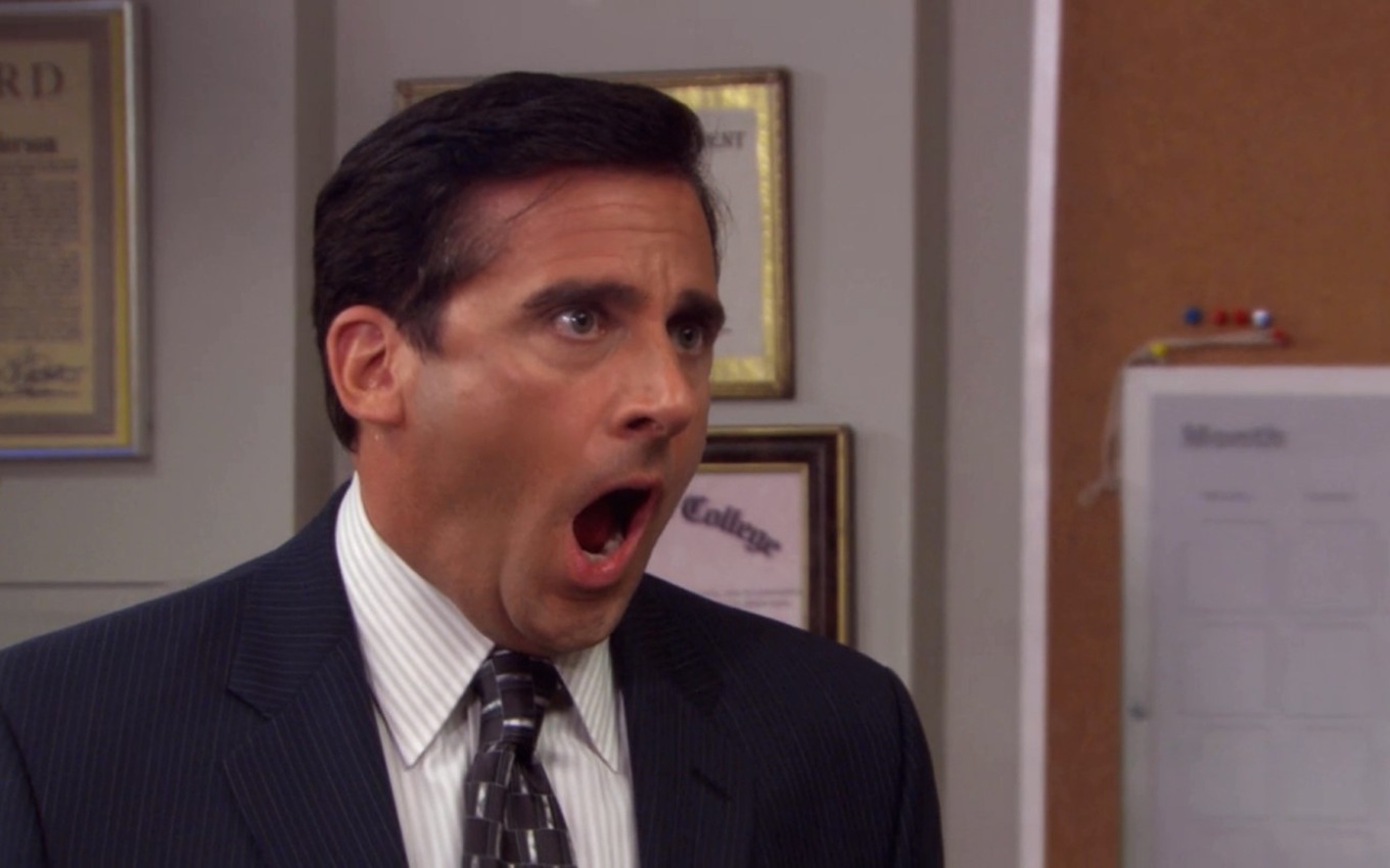 Steve Carell em The Office, série perfeita para 1º de abril