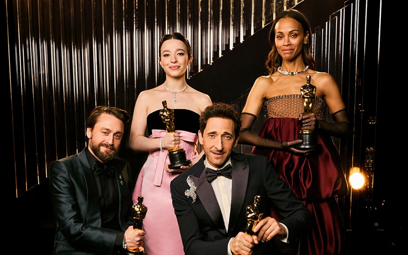 Kieran Culkin, Mikey Madison, Adrien Brody e Zoe Saldaña, prinicipais vencedores do Oscar