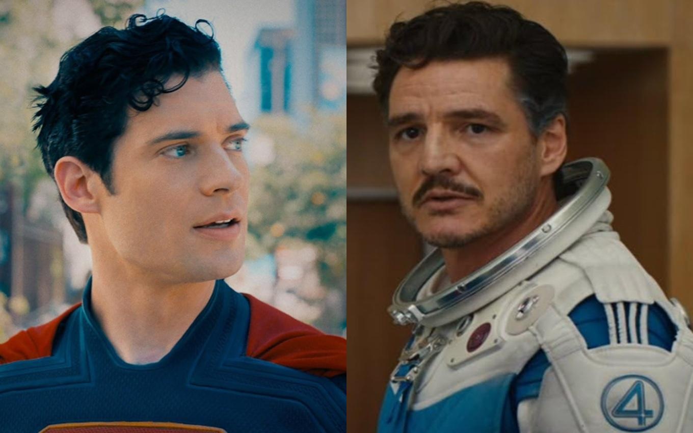 Montagem com Superman (David Corenswet) e Senhor Fantástico (Pedro Pascal)