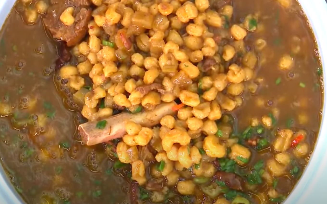 É assim que fica a canjica salgada depois da panela de pressão