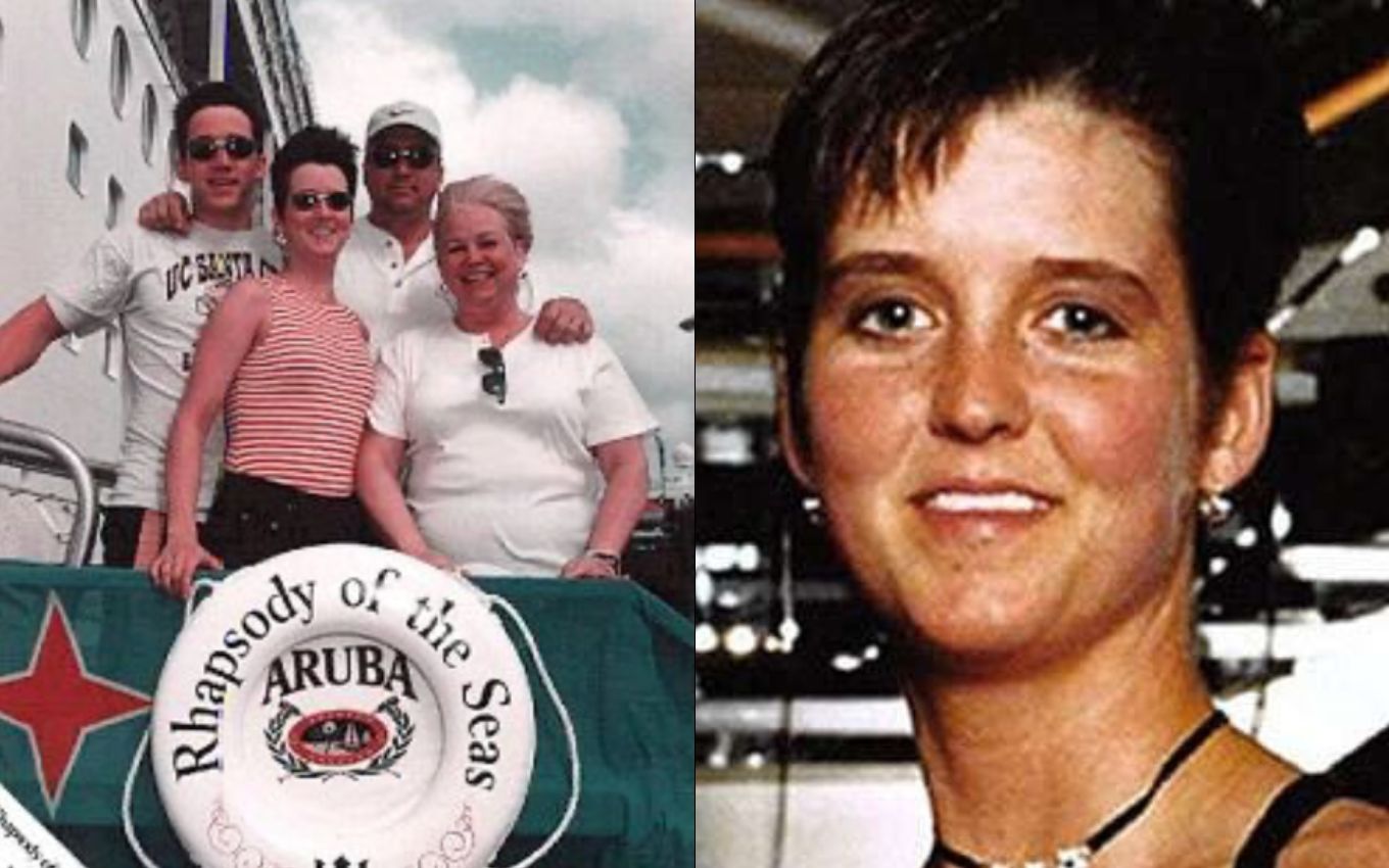 Amy Bradley com a família no cruzeiro em 1998