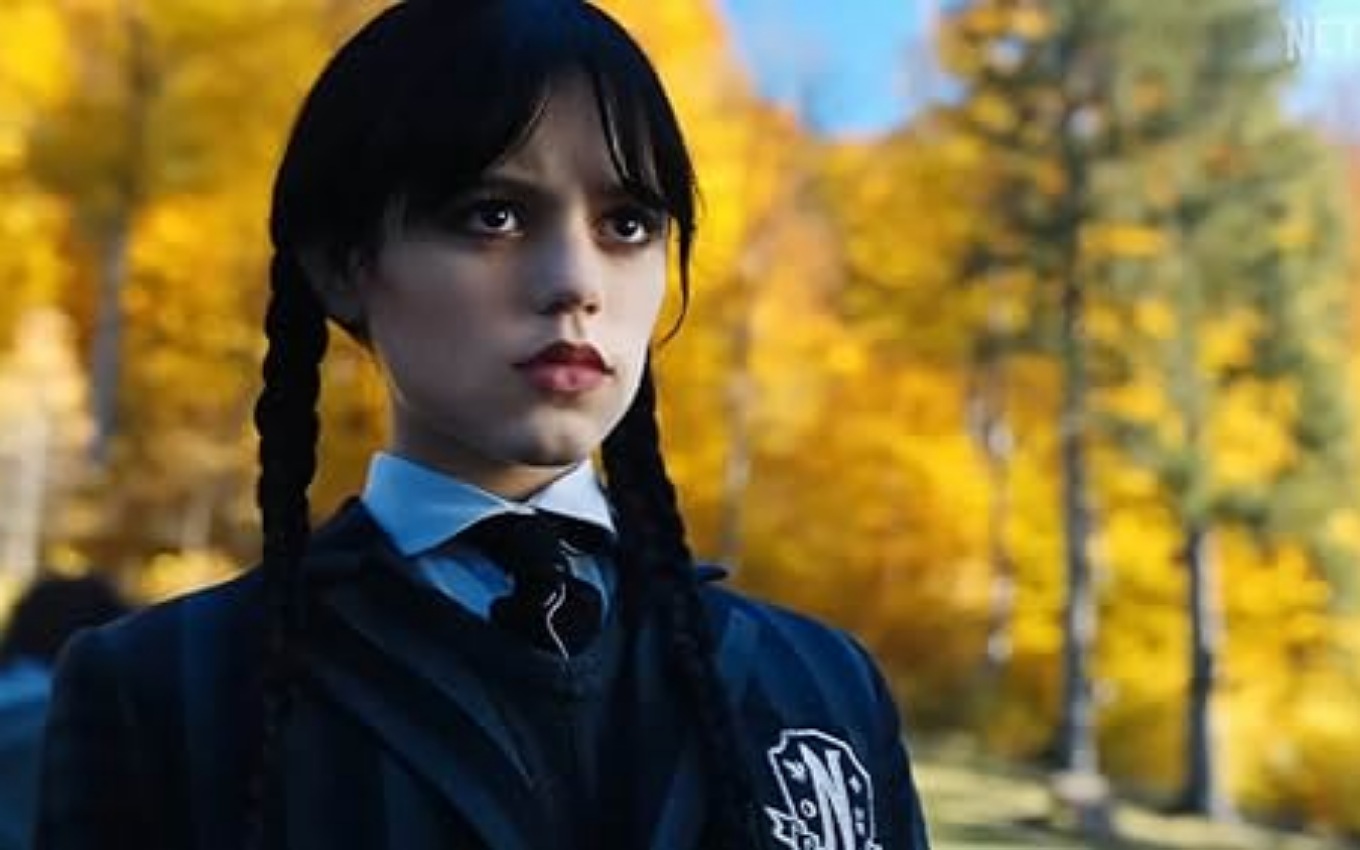 Jenna Ortega em cena de Wandinha, série da Netflix