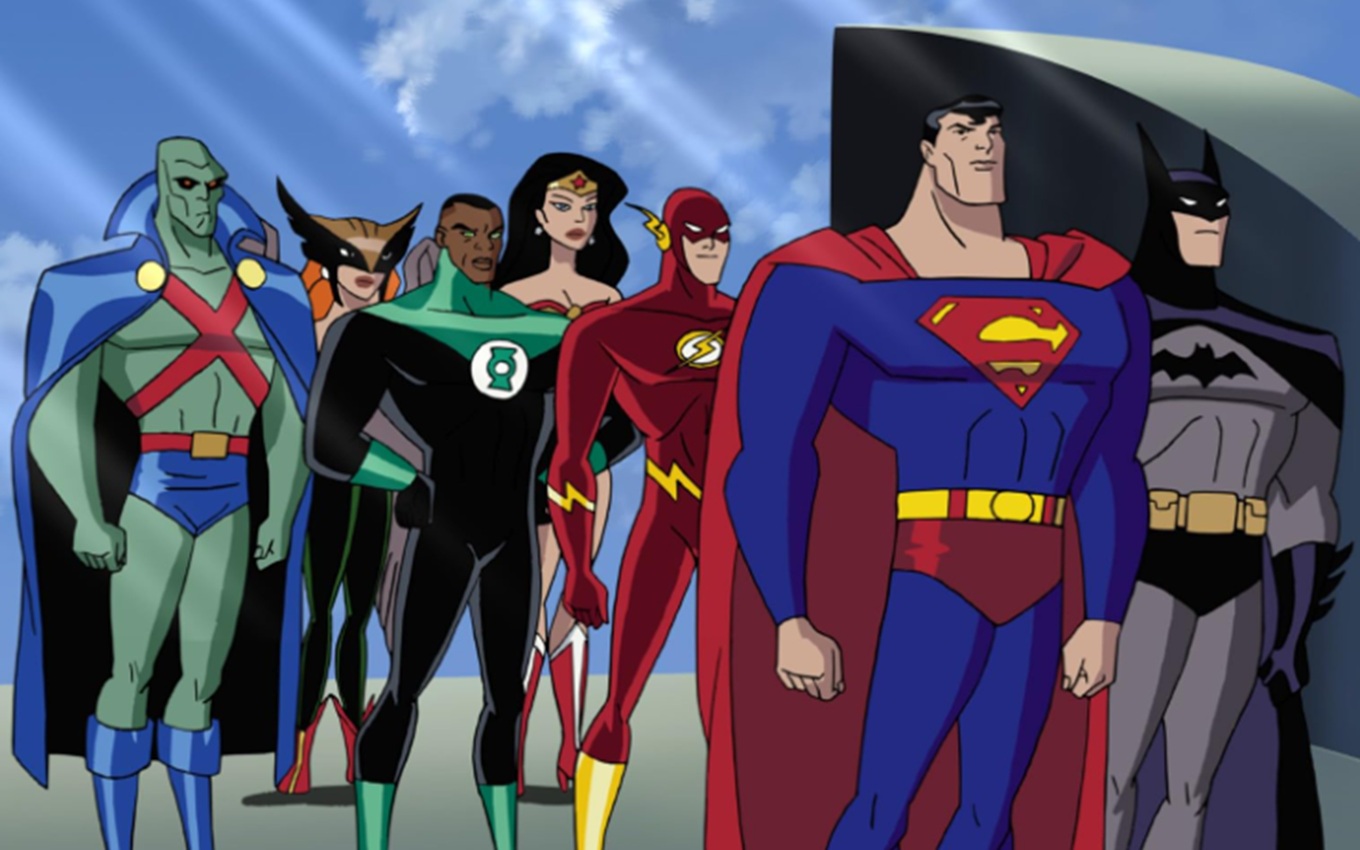 Cena de Liga da Justiça, série de super-heróis da DC