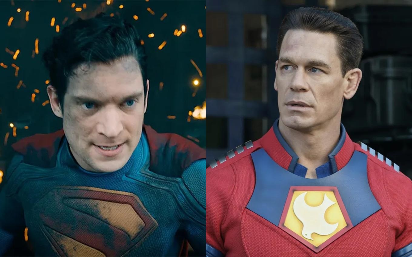 Montagem com Superman (David Corenswet) e Pacificador (John Cena)