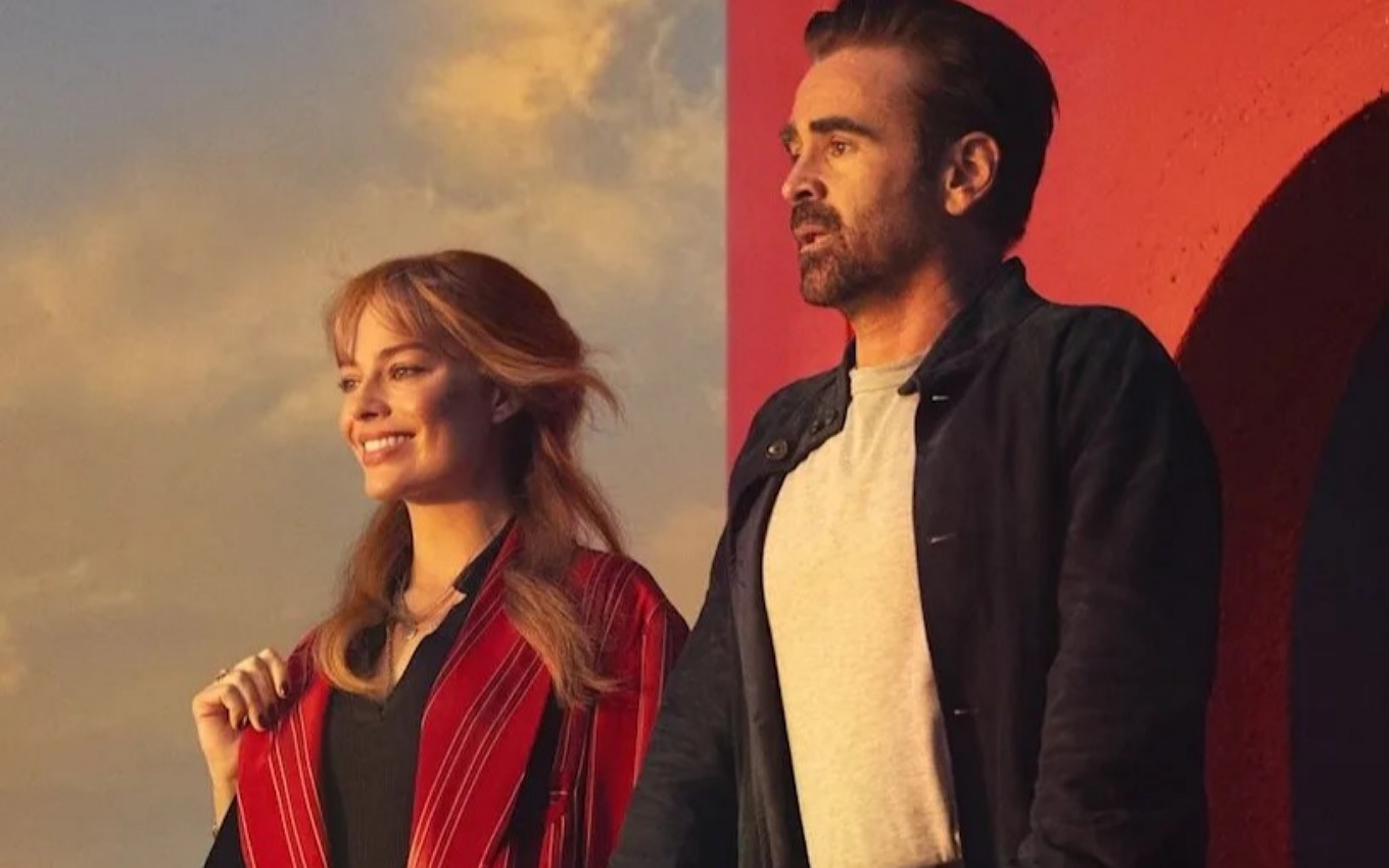 Margot Robbie e Colin Farrell em A Grande Viagem da Sua Vida