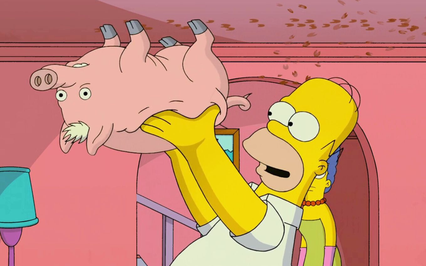 Homer e o Porco-Aranha em Os Simpsons - O Filme, que ganhará uma sequência em 2027
