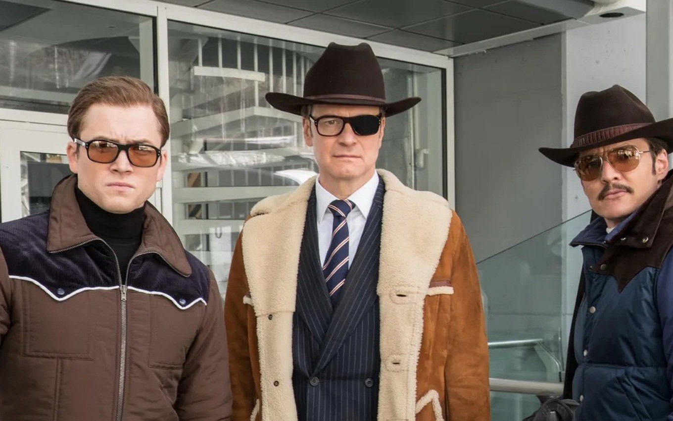 Taron Egerton, Colin Firth e Pedro Pascal em Kingsman: O Círculo Dourado, filme no Disney+