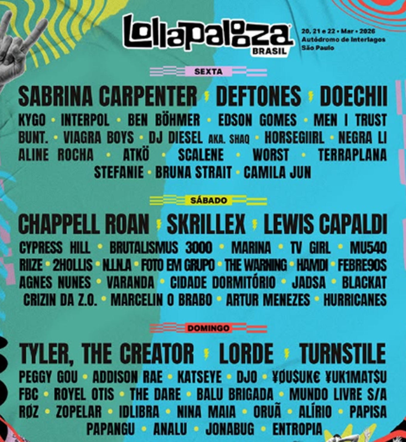 Line up do Lollapalooza Brasil 2026