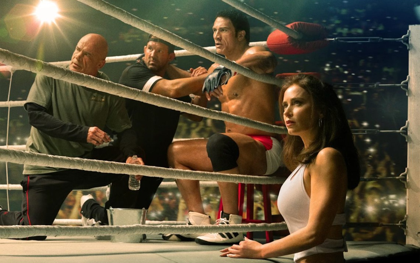 The Rock e o elenco de Coração de Lutador