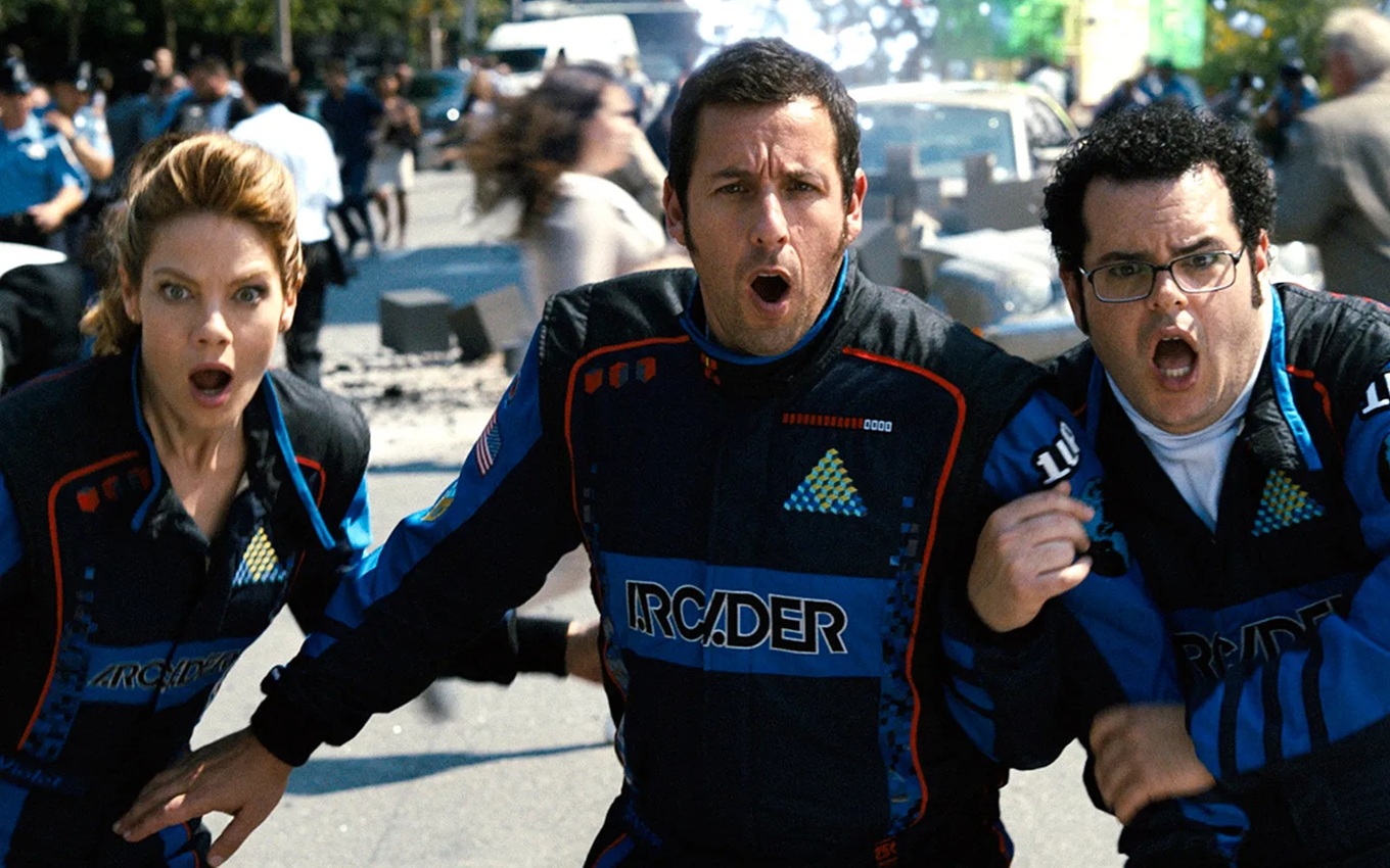 Michelle Monaghan, Adam Sandler e Josh Gad em Pixels