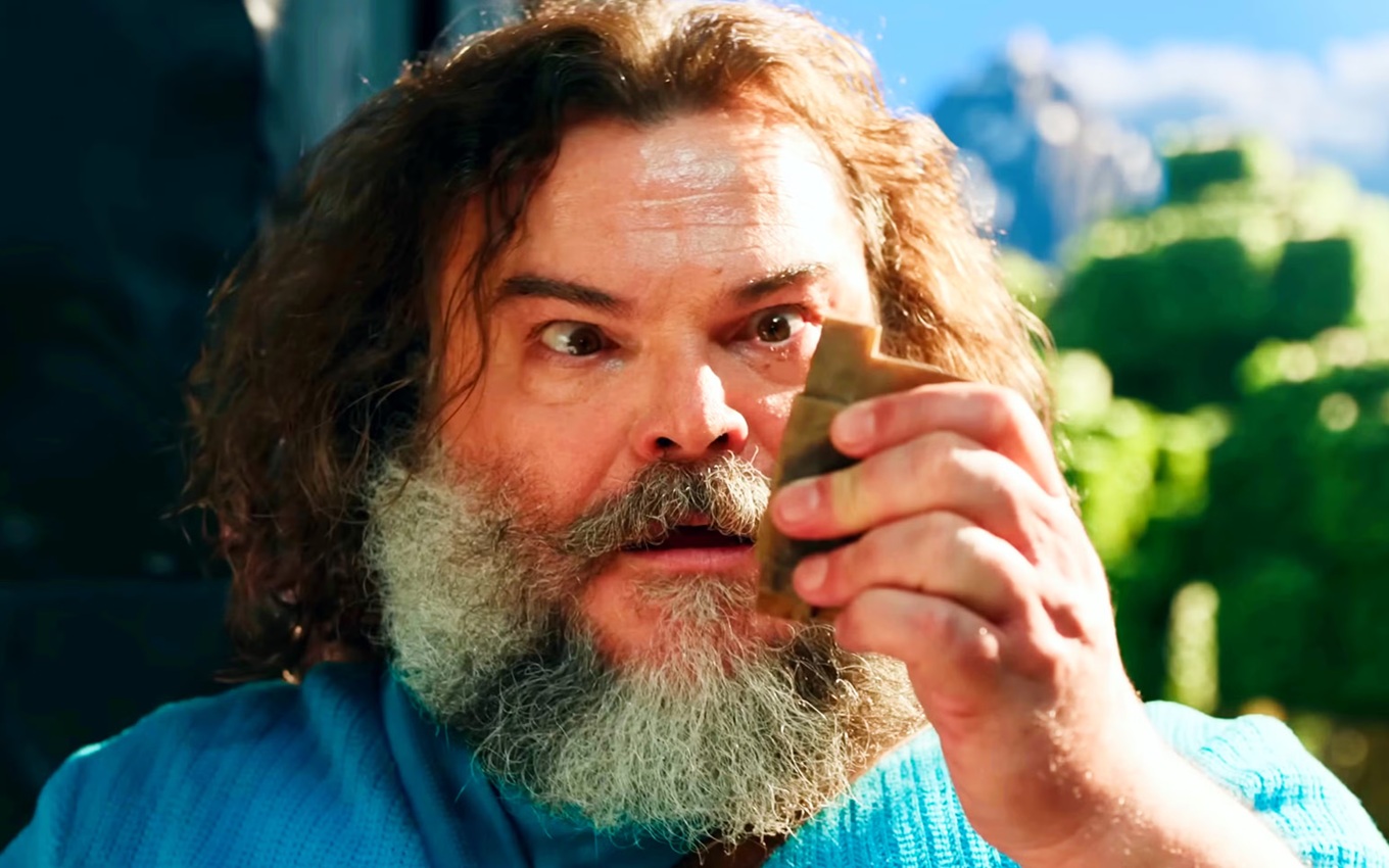 Jack Black em cena de Um Filme Minecraft, sucesso no cinema em 2025