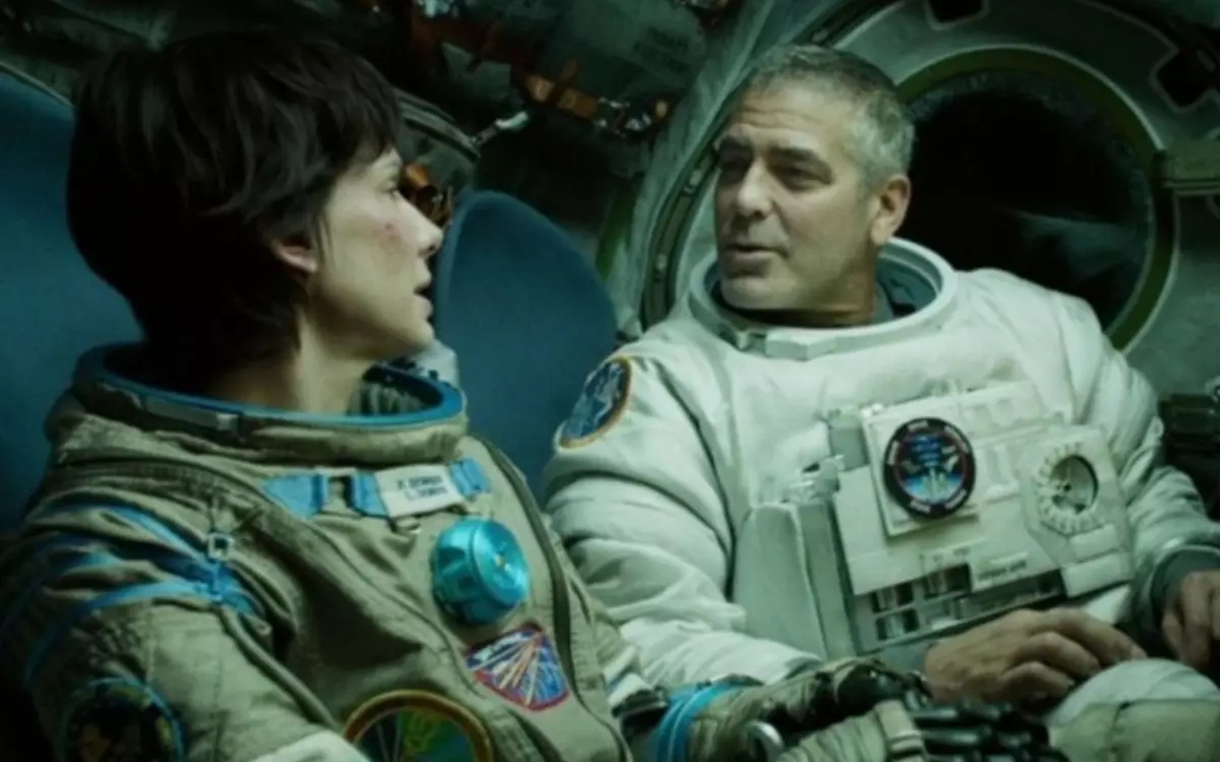 Sandra Bullock e George Clooney em Gravidade